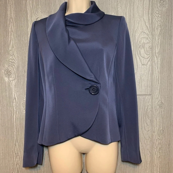 Ellen Tracy Slate Blue Jacket 0 NWT $498 - Picture 1 of 8